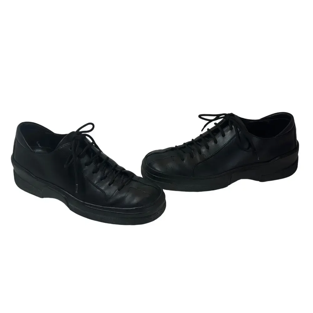 Gucci Black Leather Lace Up Oxford Sneakers Mens 8 / 9.5 US Comfort Casual Logo - Picture 4 of 12